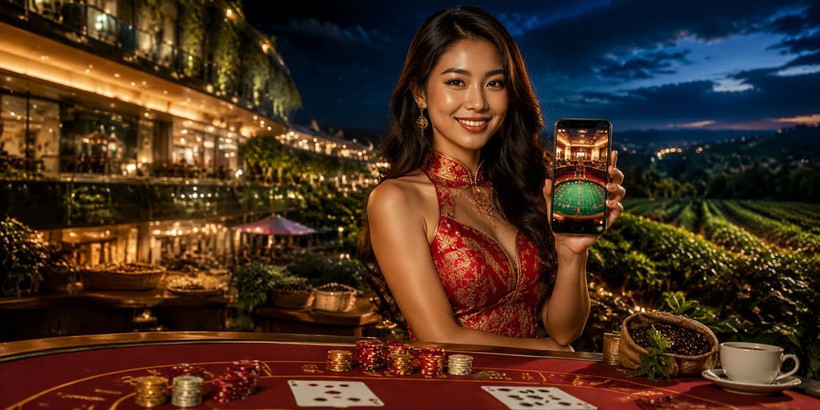 Sảnh casino trực tuyến 50s với ánh đèn neon về đêm tại Việt Nam