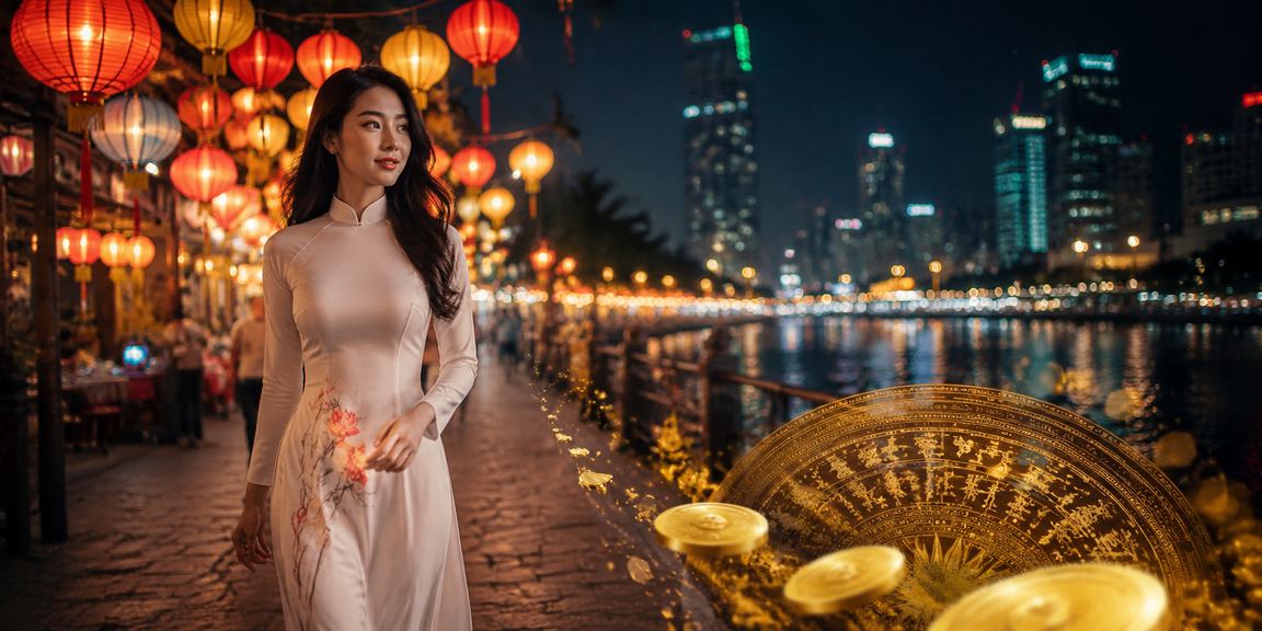 Cảnh chợ đêm tại TP.HCM với người dùng thực hiện giao dịch thanh toán trực tuyến qua điện thoại